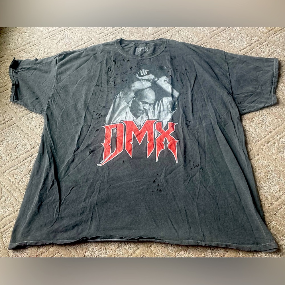 DMX / Distressed Washed Charcoal Color Graphic T-Shirt Adult Size 3X